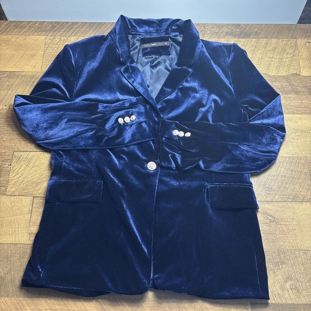 Hazel Women's Blue Blazer Jacket Size XL Lined Button Front Long Sleeve Solid